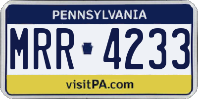PA license plate MRR4233