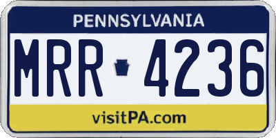 PA license plate MRR4236