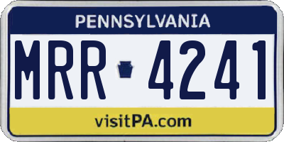 PA license plate MRR4241