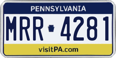 PA license plate MRR4281