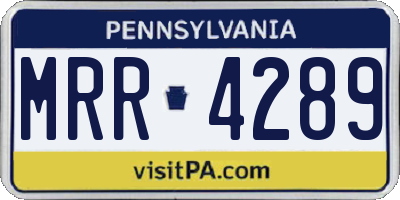 PA license plate MRR4289