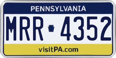 PA license plate MRR4352