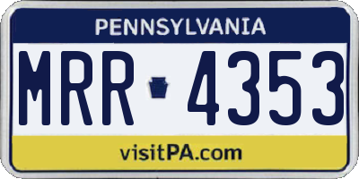 PA license plate MRR4353