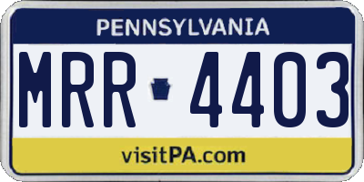 PA license plate MRR4403
