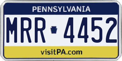 PA license plate MRR4452