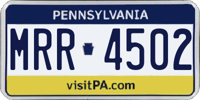 PA license plate MRR4502