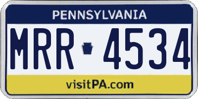 PA license plate MRR4534