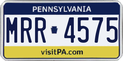 PA license plate MRR4575