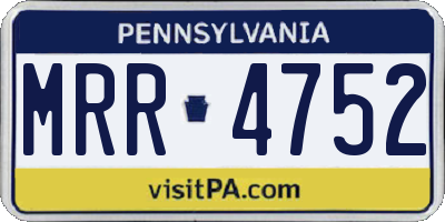 PA license plate MRR4752