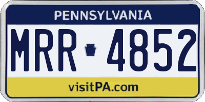 PA license plate MRR4852