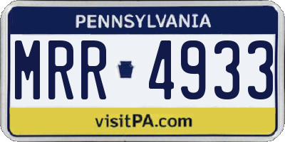PA license plate MRR4933
