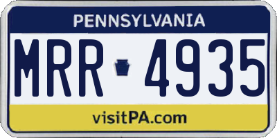 PA license plate MRR4935