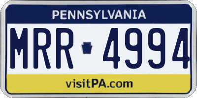 PA license plate MRR4994