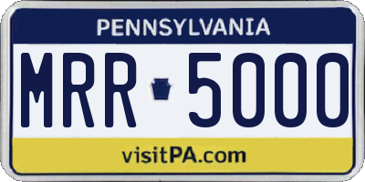 PA license plate MRR5000