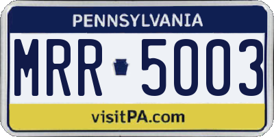 PA license plate MRR5003