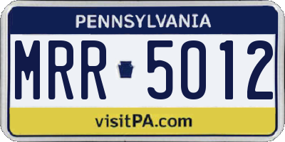 PA license plate MRR5012