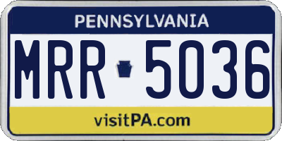 PA license plate MRR5036