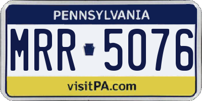 PA license plate MRR5076