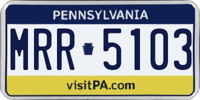 PA license plate MRR5103