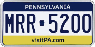 PA license plate MRR5200