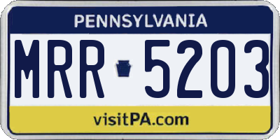 PA license plate MRR5203
