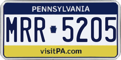 PA license plate MRR5205