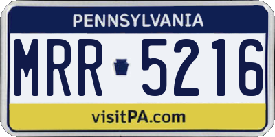 PA license plate MRR5216