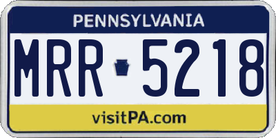PA license plate MRR5218