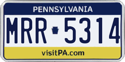 PA license plate MRR5314