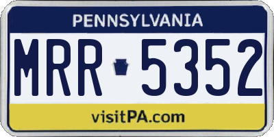 PA license plate MRR5352