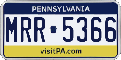 PA license plate MRR5366