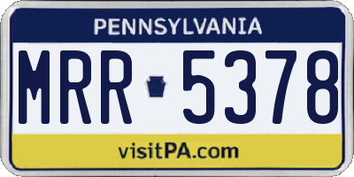 PA license plate MRR5378