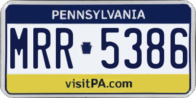 PA license plate MRR5386