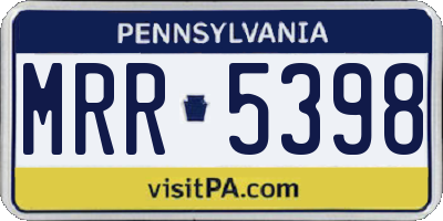 PA license plate MRR5398