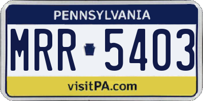 PA license plate MRR5403