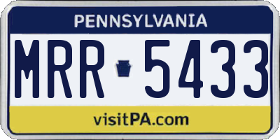 PA license plate MRR5433