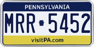 PA license plate MRR5452