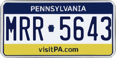 PA license plate MRR5643