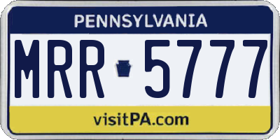 PA license plate MRR5777