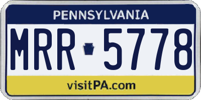 PA license plate MRR5778