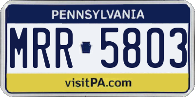 PA license plate MRR5803