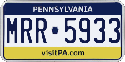 PA license plate MRR5933