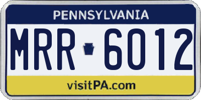 PA license plate MRR6012