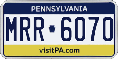 PA license plate MRR6070