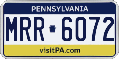 PA license plate MRR6072