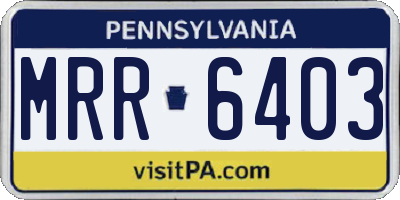 PA license plate MRR6403