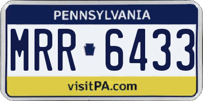 PA license plate MRR6433