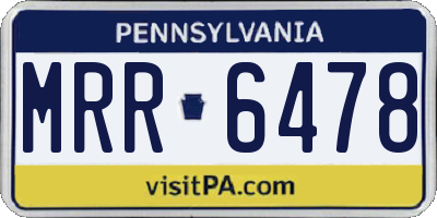 PA license plate MRR6478