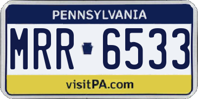 PA license plate MRR6533
