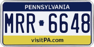 PA license plate MRR6648